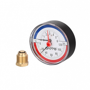 Термоманометр аксиальный в комплекте с автоматическим запорным клапаном 1/2" x 6 бар (G1473)